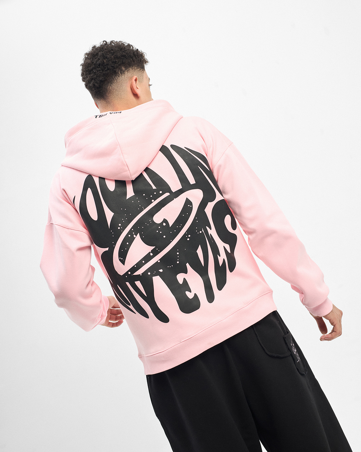 Look in my eyes zip up oversized hoodie - صورة 4